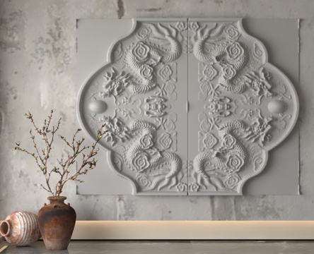  现代浮雕墙3d模型 