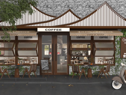  现代门头3d模型 