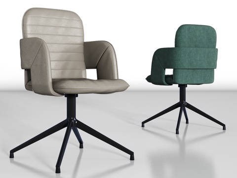  现代金属皮革单椅组合3d模型 