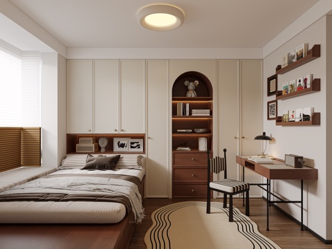  中古风榻榻米卧室3d模型 