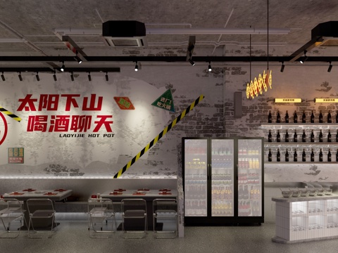 巷子火锅店 串串店 最新全套施工图 效果图合集cad施工图