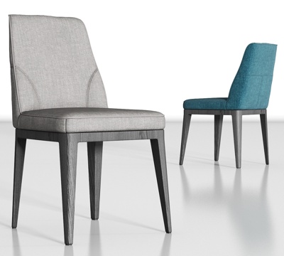  现代实木布艺单椅组合3d模型 