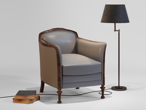  工业风休闲椅落地灯组合3d模型 