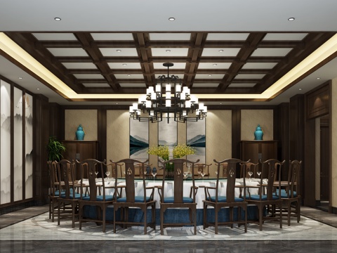  新中式包间 包厢3d模型 