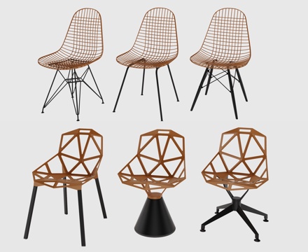  现代北欧单椅休闲椅组合3d模型 