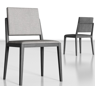  现代实木布艺单椅组合3d模型 