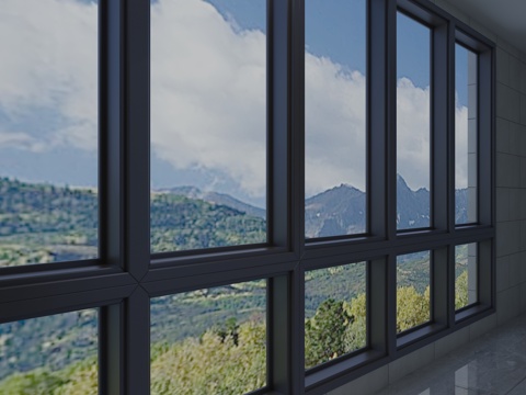  现代落地窗3d模型 