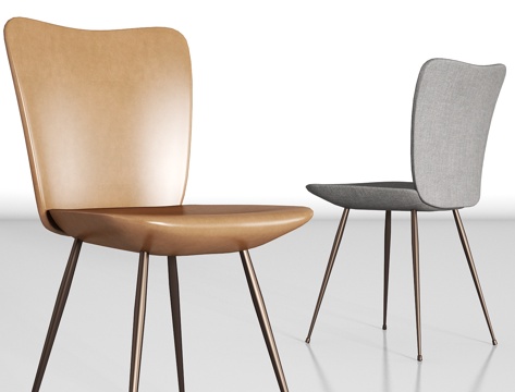  现代简约金属皮革单椅组合3d模型 