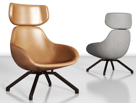  现代金属皮革单椅组合3d模型 