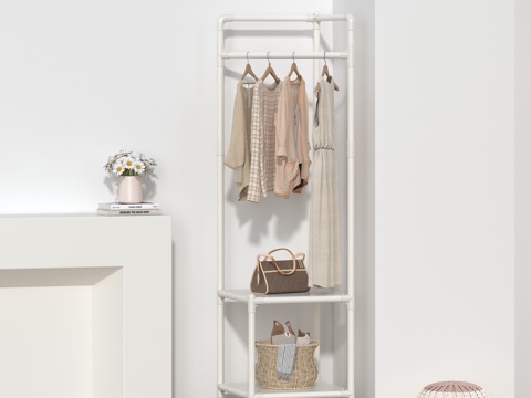  角落衣帽架 衣架 衣服3d模型 