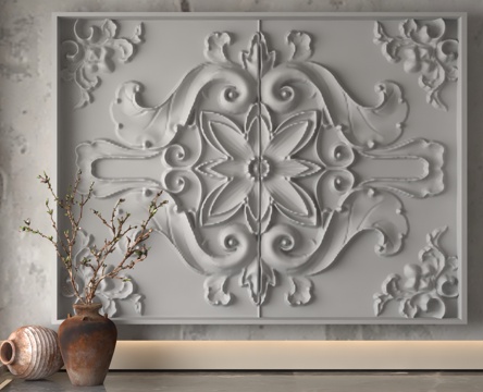  现代浮雕墙3d模型 