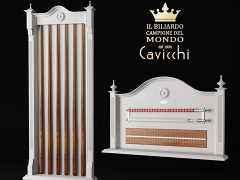  卡维奇独家台球记分器与球杆3d模型 