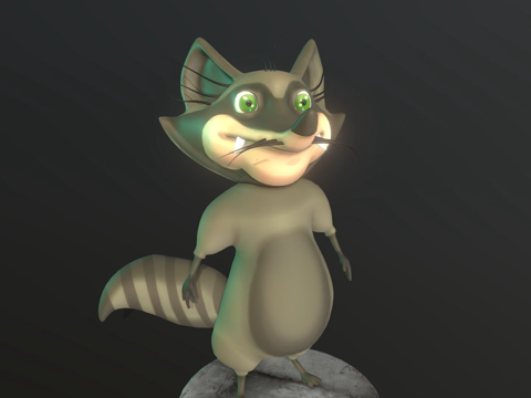  浣熊卡通风格3d模型 