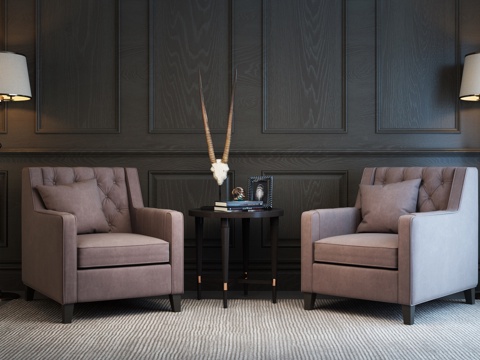  欧式简约休闲座椅 落地灯 茶几 沙发3d模型 