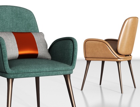  现代金属皮革单椅组合3d模型 