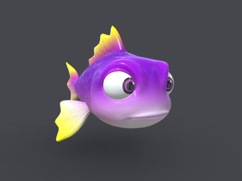  资产卡通动物鱼骨骼3d模型 