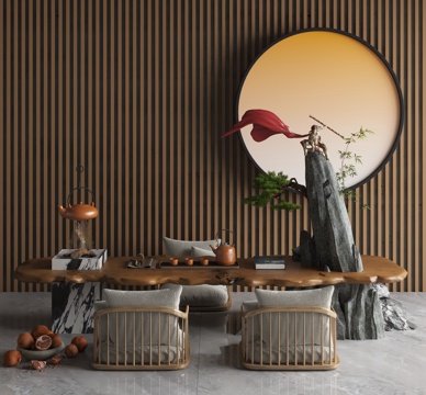  现代茶室3d模型 