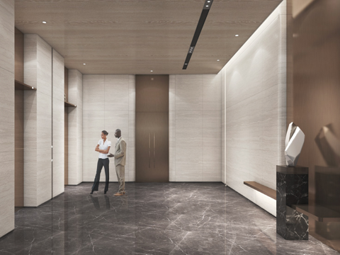  写字楼地下层电梯厅大堂施工图cad施工图 