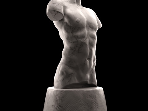  男性躯干雕塑3d模型 