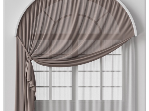  拱形窗帘33d模型 