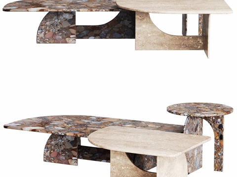  现代 客厅 茶几  异形咖啡桌 组合茶几3d模型 