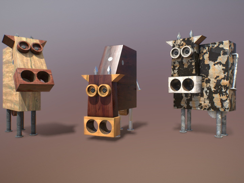  木制奶牛3d模型 