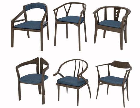  现代中式单椅休闲椅组合3d模型 