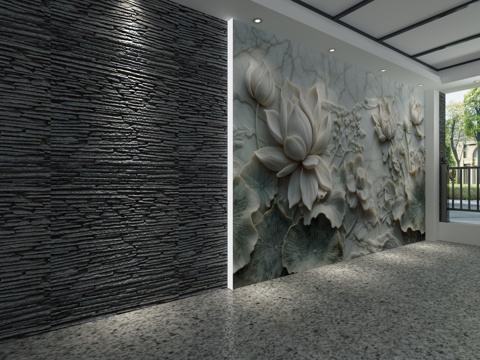  现代背景墙3d模型 