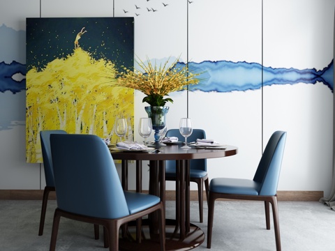  现代餐桌椅组合3d模型 