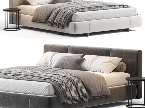  现代双人床3d模型 