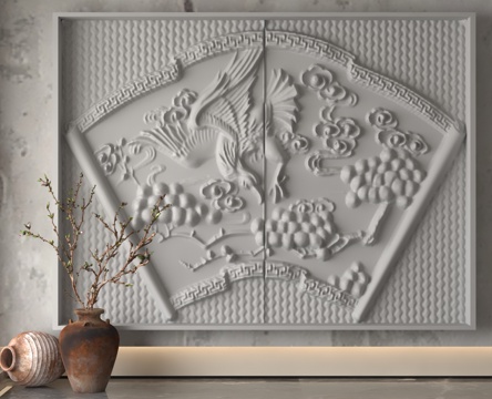  现代浮雕墙3d模型 