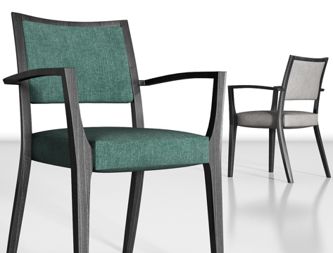  新中式实木布艺单椅组合3d模型 