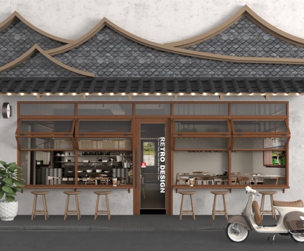  现代门头3d模型 