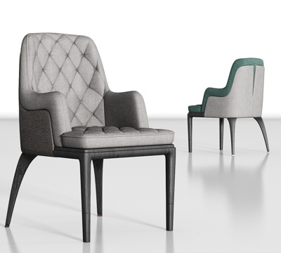  现代实木布艺单椅组合3d模型 