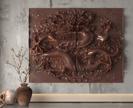  现代浮雕墙3d模型 
