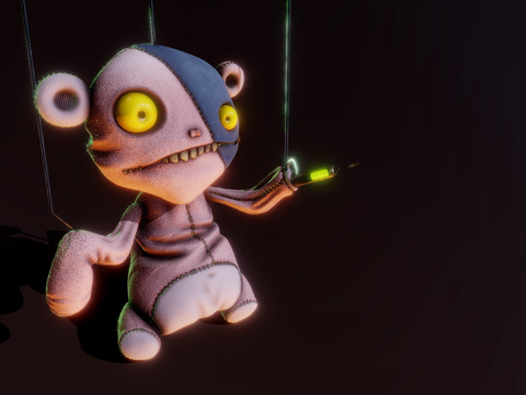  动画游戏角色恐怖泰迪熊3d模型 