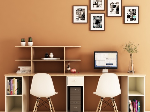  现代书桌椅饰品摆件模型3d模型 