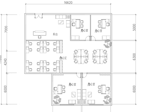 最新办公室平面施工图cad施工图