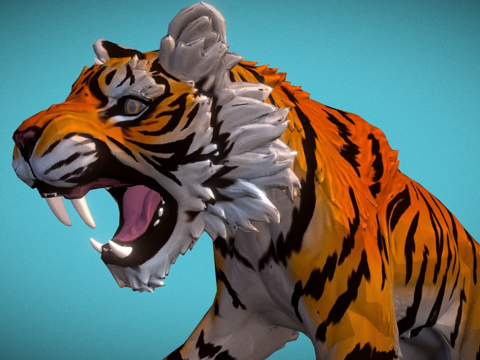  猛虎攻击3d模型 