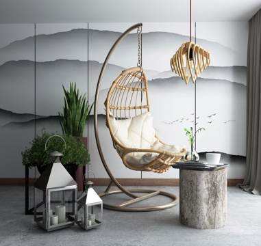  新中式休闲桌椅组合3d模型 