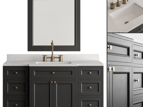  浴室经典黑系列 - 套装413d模型 