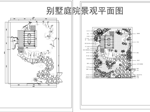 别墅花园庭院景观绿化cad施工图