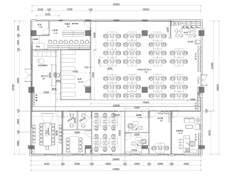 最新办公室平面施工图cad施工图