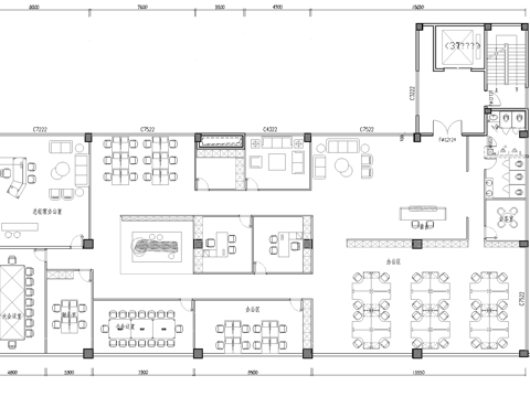 最新办公室平面施工图cad施工图