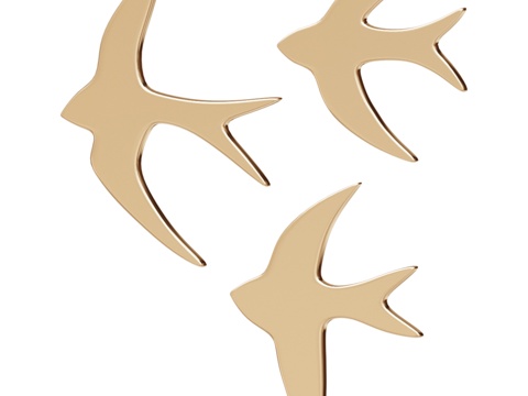  壁饰三件套鸟类装饰，Str3d模型 