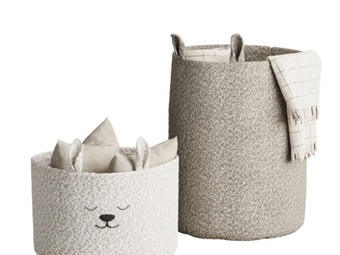  婴儿房装饰布克尔编织篮套装3d模型 