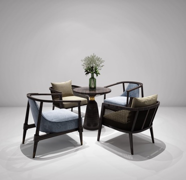  新中式桌椅组合3d模型 