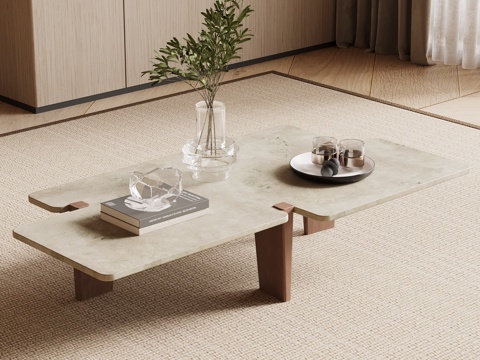 侘寂中古风茶几su模型