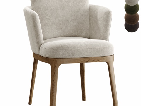  橡木与纹理布艺桌椅 Jabote3d模型 