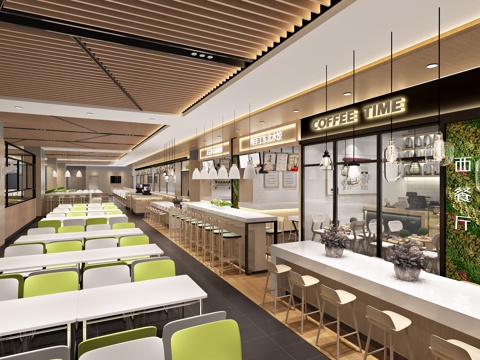  现代食堂快餐店3d模型 